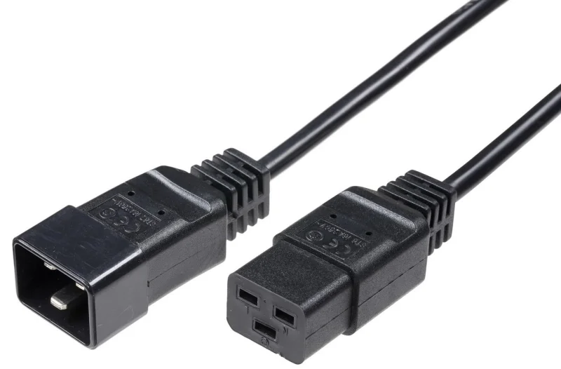 Cable Alimentación de C19 Hembra a C20 Macho 2 metros negro