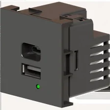 Cargador USB de doble puerto A+C, Gris. Potencia de salida total: 21W (5V/4.2A), con terminales de tornillo