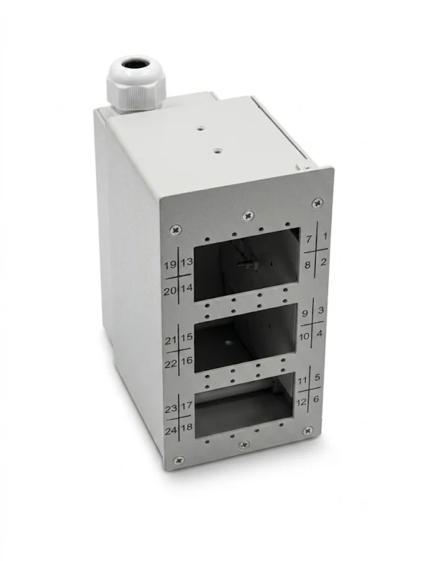Caja fibra óptica carril DIN, 12 SC DÚPLEX
