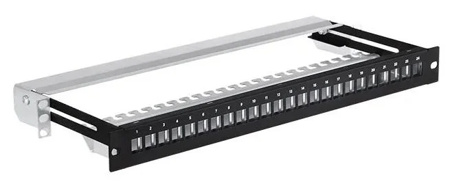 Patchpanel 19" 1U 24 Huecos KEYSTONE. Extraíble con bandeja