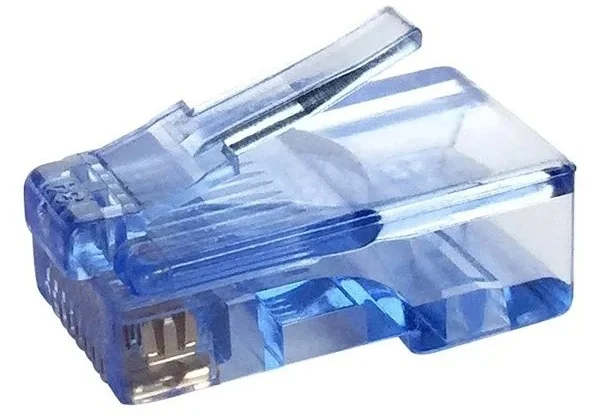 Conector macho RJ45 CAT6 UTP Sin Guía AZUL.   bolsa 100 unidades.