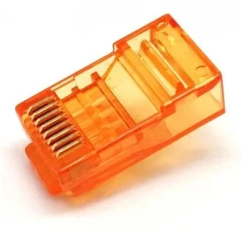 Conector macho RJ45 CAT6 UTP Sin Guía Naranja.   bolsa 100 unidades.