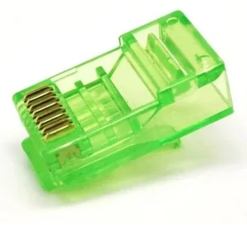 Conector macho RJ45 CAT6 UTP Sin Guía VERDE.   bolsa 100 unidades.