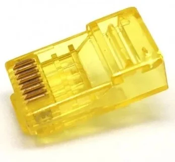 Conector macho RJ45 CAT6 UTP Sin Guía AMARILLO.   bolsa 100 unidades.