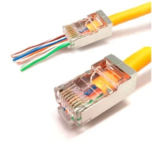 Conector macho RJ45 CAT6 FTP pasante cable rigido s/guía.   bolsa 100 unidades.
