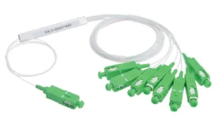 Splitter 1x8 SC/APC monomodo PLC Mini-tube 0,9 mm. 1 metro blanco