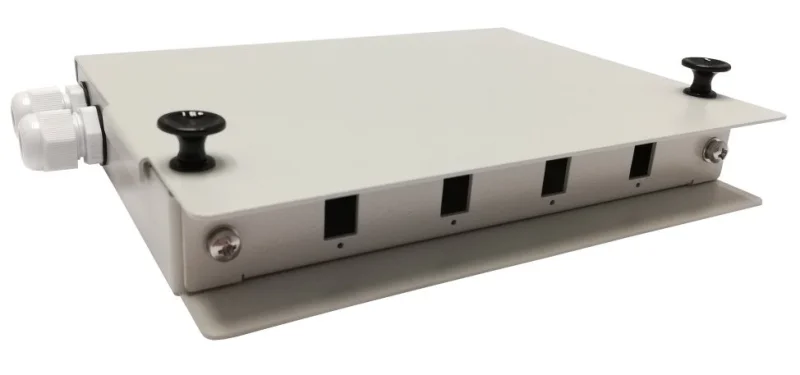 Caja fibra óptica metálica 4 fibras SC/ST Simplex ó 4 LC Dúplex