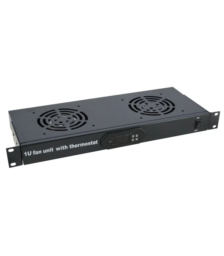 Termoregulador Klives 19" 1U con termostato digital y 2 ventiladores.