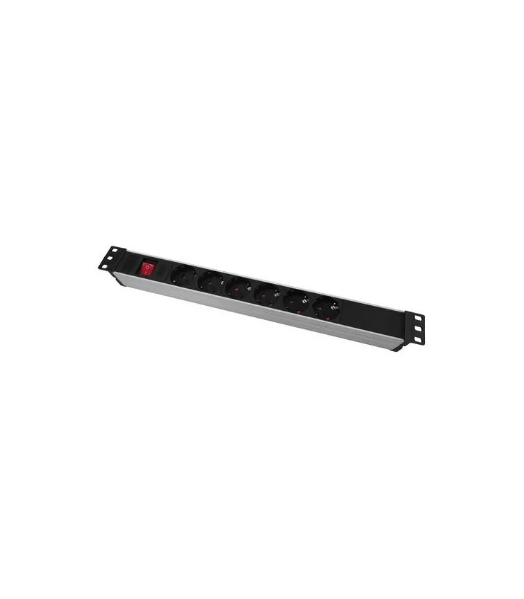 Regleta 19" 1U 6 Schuko Con Interruptor Aluminio