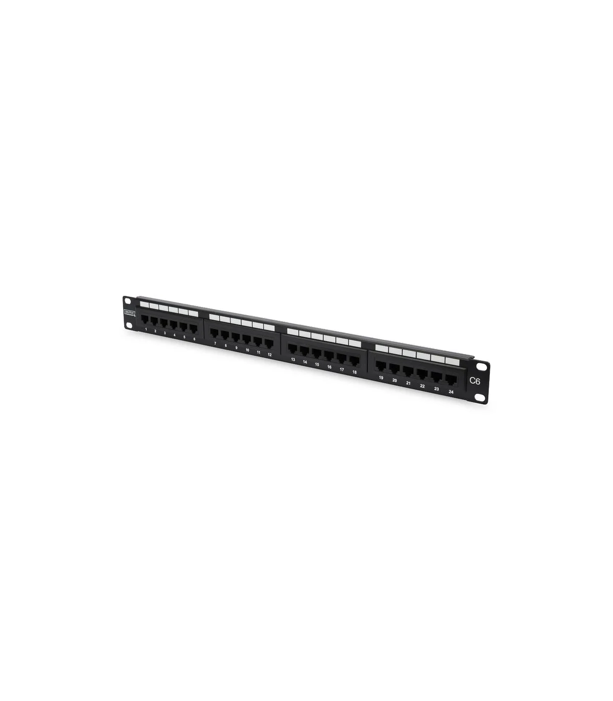 Patchpanel 19" 1U 24 puertos UTP CAT6 + guía sujeta cables