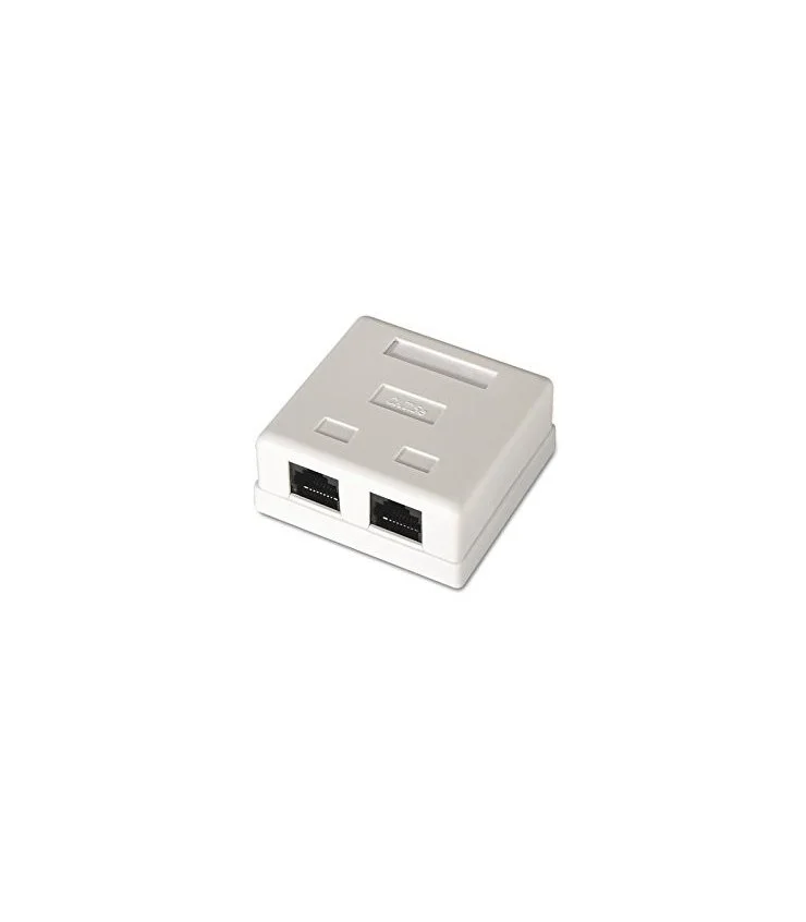 Roseta de superficie CAT6 UTP con 2 conectores RJ45