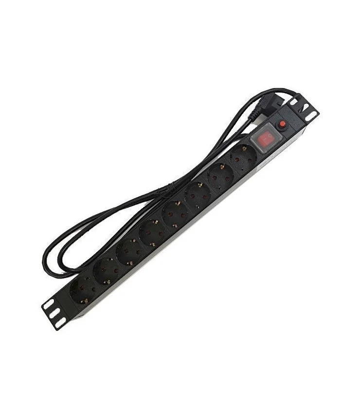 Regleta 19" 1U 8 Schuko Con Interruptor PVC