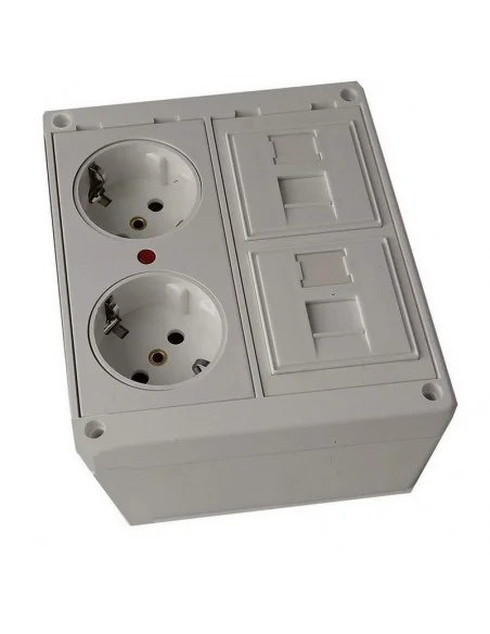 Kit caja superficie 2 schukos 2 RJ45