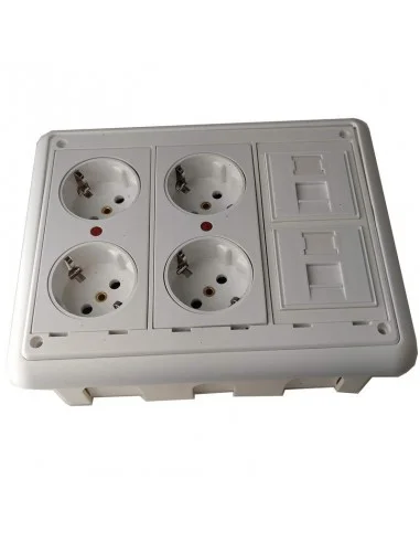 Kit caja pared 4 schukos y 2 RJ45