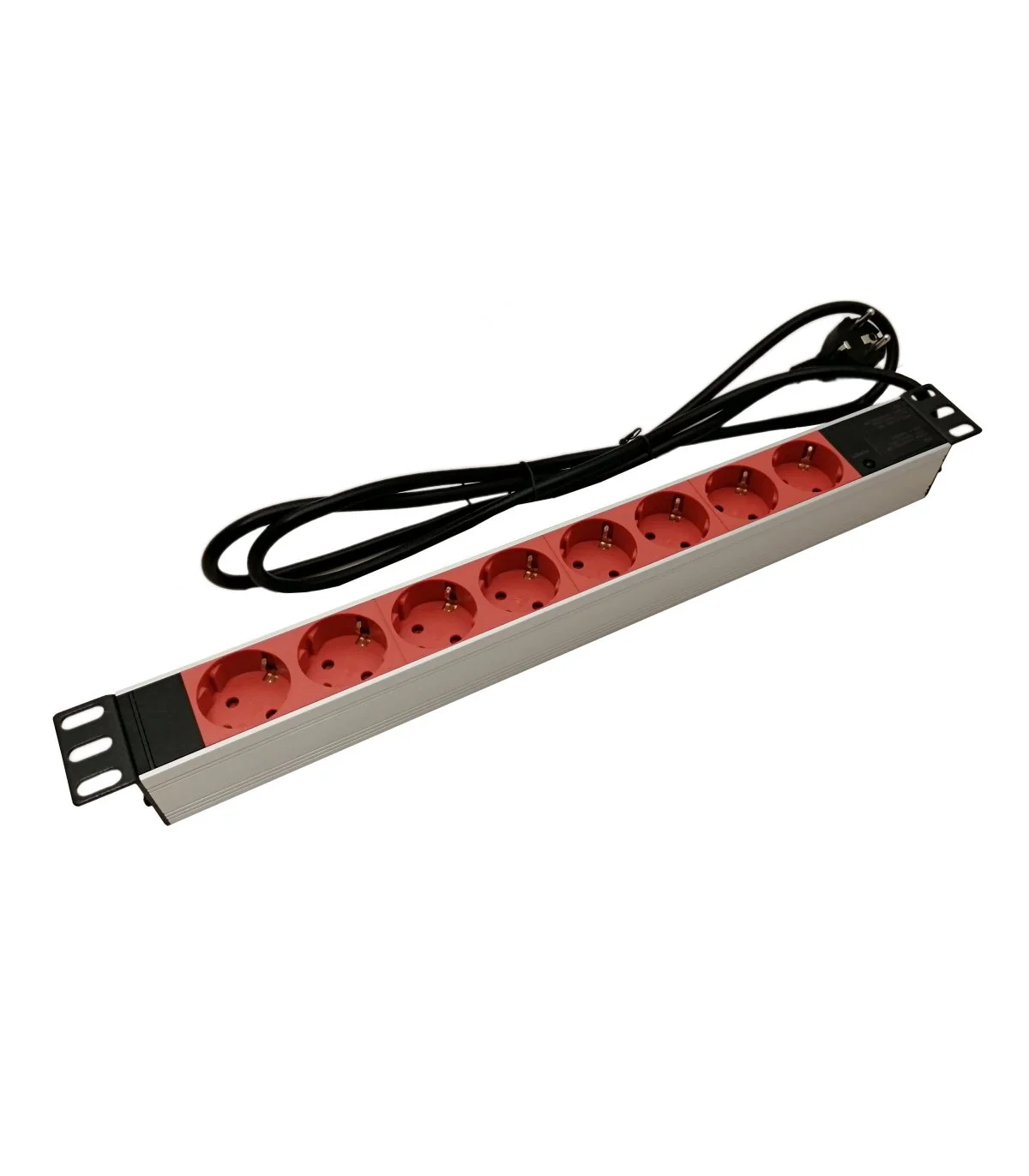 Regleta 19" 1U 8 Schuko Sin Interruptor. Aluminio Rojo