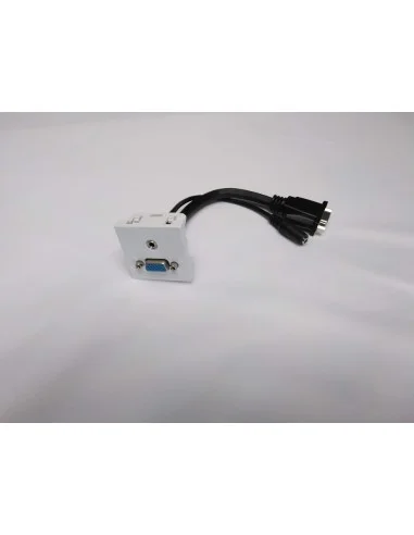 Placa VGA + mini-jack hembra-hembra 45x45 para caja de mecanismos.