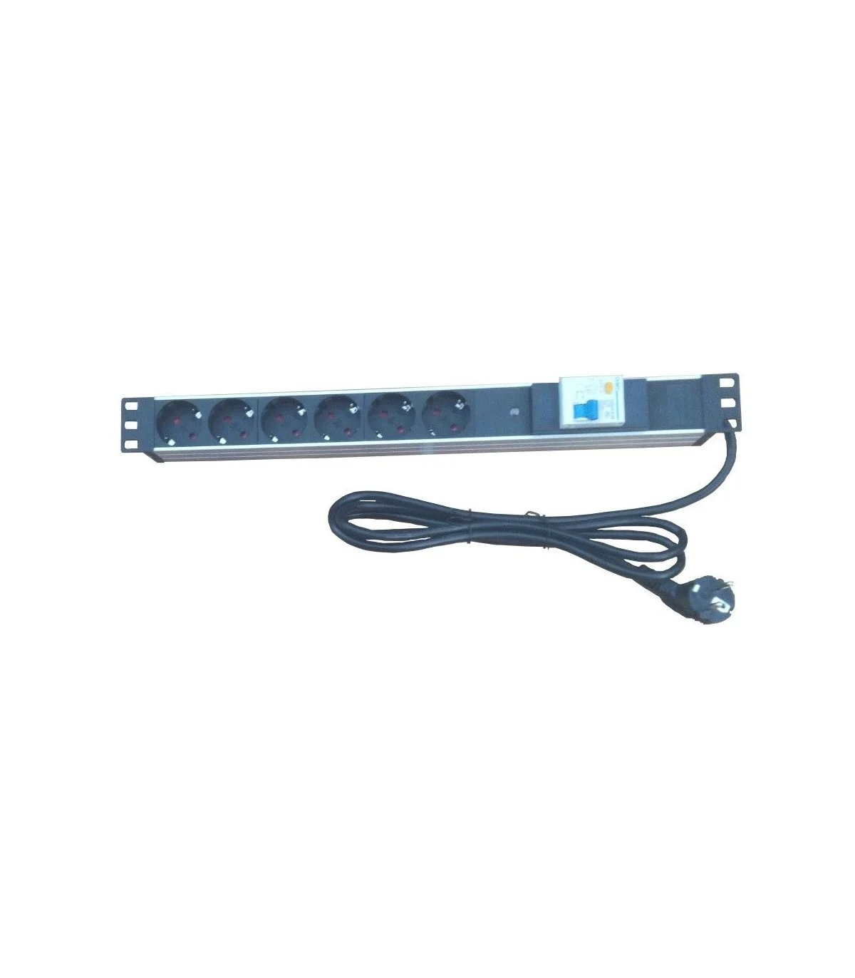 Regleta 19" 1U 6 Schuko Con Diferencial. Aluminio