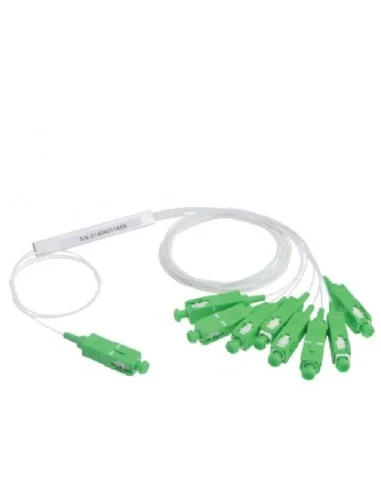 Splitter 1x8 SC/APC monomodo PLC Mini-tube 0,9 mm. 1 metro blanco