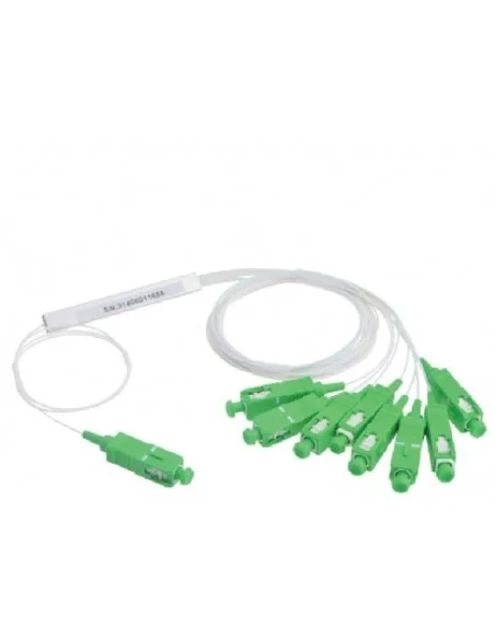 Splitter 1x8 SC/APC monomodo PLC Mini-tube 0,9 mm. 1 metro blanco