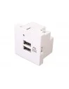 Módulo 45x45 con 2 cargadores USB (5V / 2.1A) Blanco
