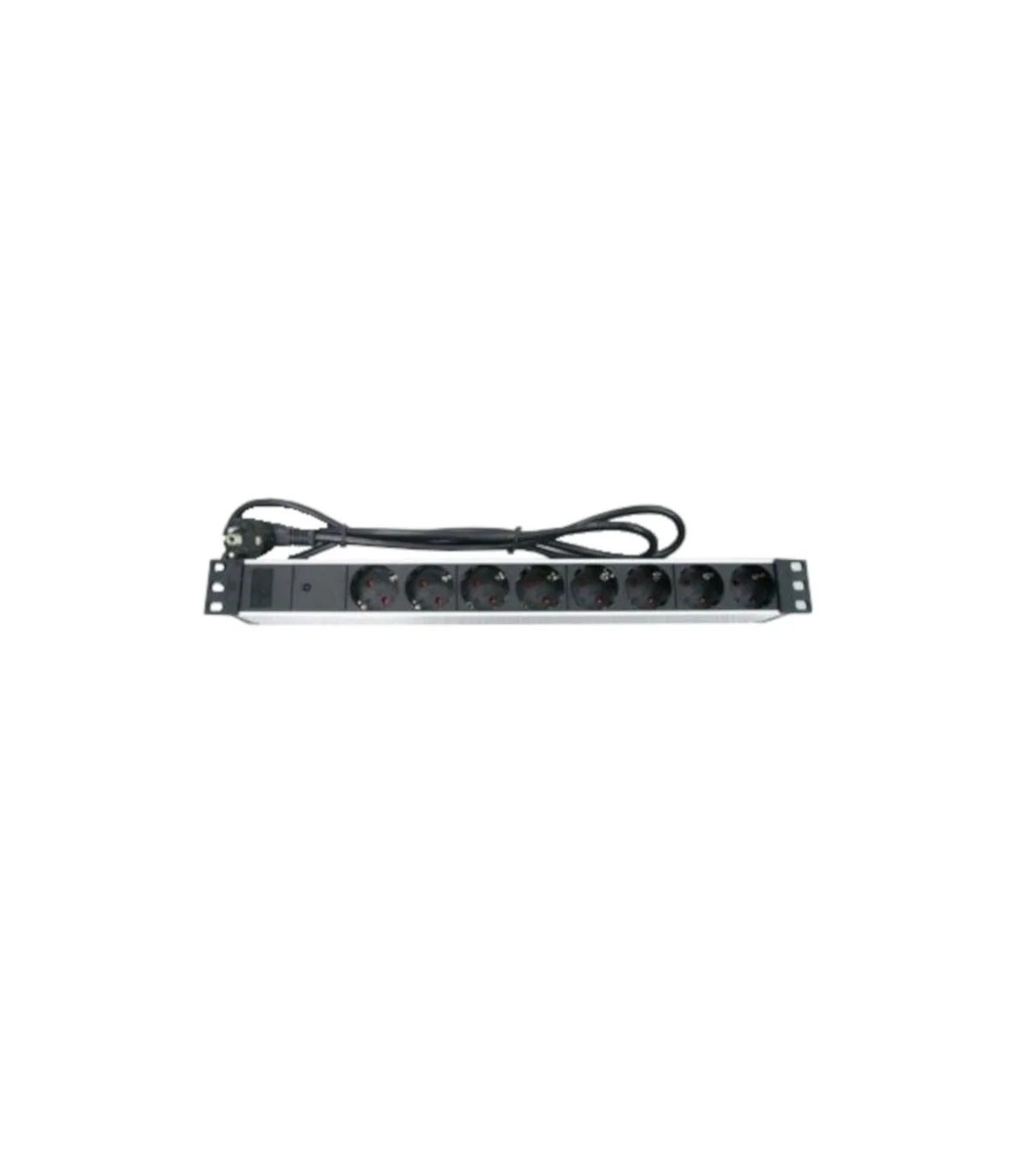 Regleta 19" 1U 8 Schuko Sin Interruptor con indicador LED. Aluminio