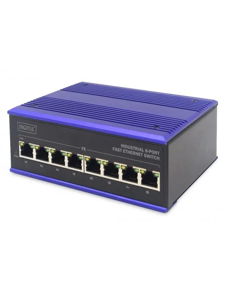Switch 8 Ptos 10/100 Mbps. Carril DIN Industrial