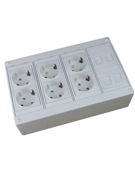Kit caja superficie 6 schukos 4 RJ45