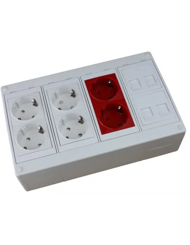 Kit caja superficie 6 schukos 4 RJ45