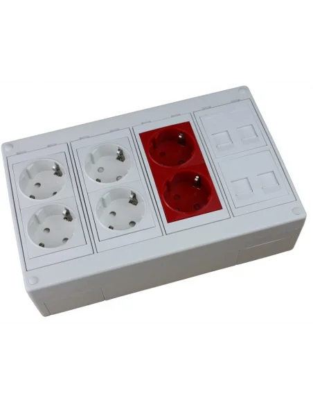 Kit caja superficie 6 schukos 4 RJ45