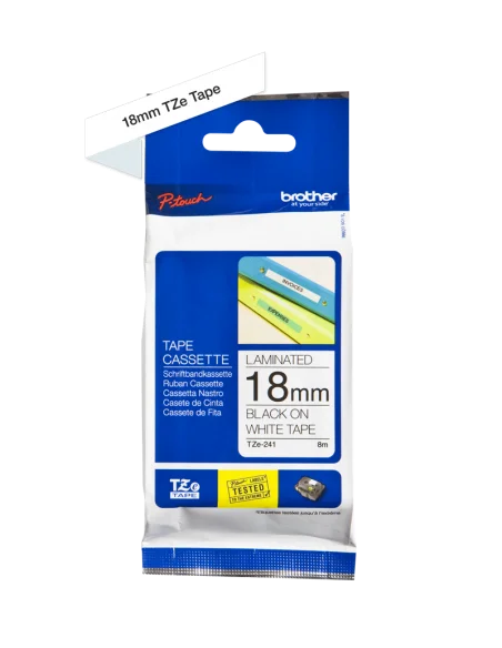 Cinta Laminada Ancho 18 mm Texto Negro Fondo Blanco