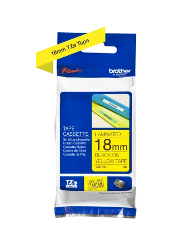 Cinta Laminada Ancho 18 mm Texto Negro Fondo Amarillo