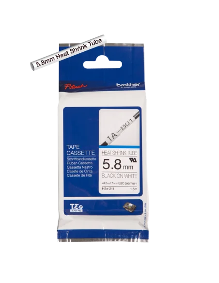 Cinta Tubo Termorretráctil Ancho 5.8 mm. Texto Negro Fondo Blanco