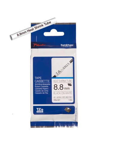 Cinta Tubo Termorretráctil Ancho 8.8 mm. Texto Negro Fondo Blanco