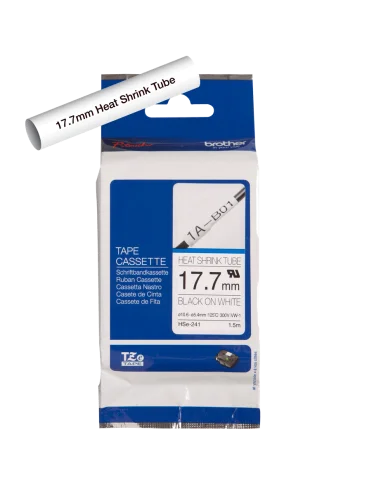 Cinta Tubo Termorretráctil Ancho 17.7 mm. Texto Negro Fondo Blanco