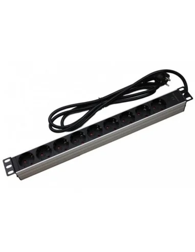 Regleta 19" 1U 9 Schuko Con Led. Aluminio
