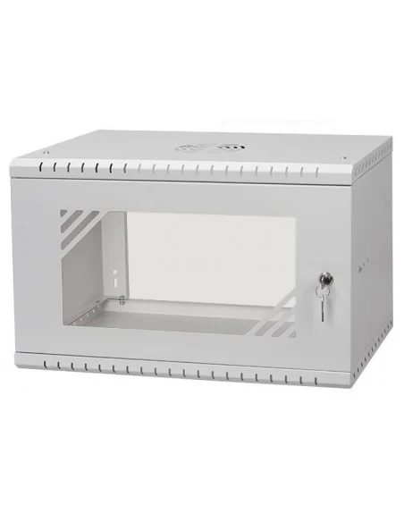 Rack Mural 19" 6U F350mm. Puerta de cristal. color GRIS (DESMONTADO)
