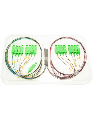 Splitter 1x16 SC/APC monomodo PLC Mini-tube 0,9 mm. 1 metro blanco