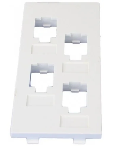 Placa para 4 RJ-45 Keystone SIN ventana blanca