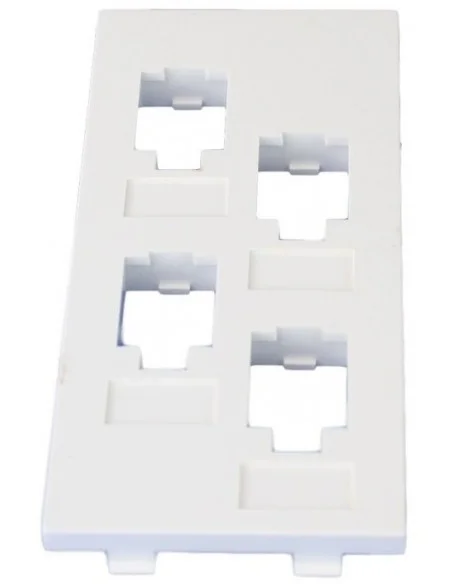 Placa para 4 RJ-45 Keystone SIN ventana blanca