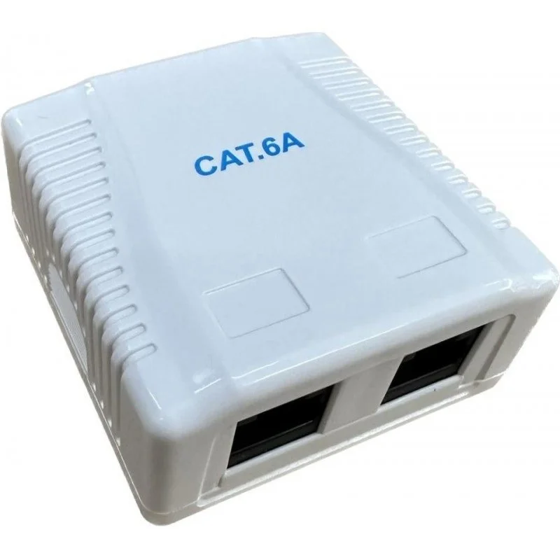 Roseta de superficie CAT6A UTP con 2 conectores RJ45