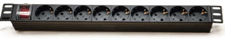 Regleta 19" 1U 9 Schuko Con Interruptor PVC