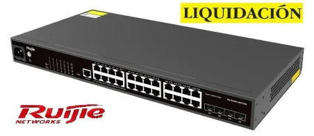 Switch 19" Gigabit gestionable Cloud 24 RJ45, 4 SFP, Sin Ventiladores